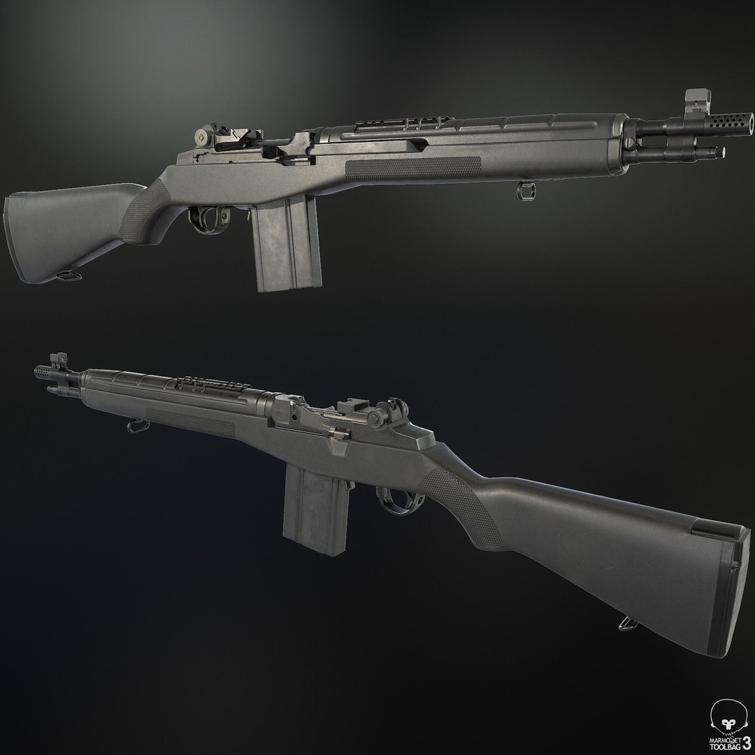 M1A Rifle 3D Model – Low Poly Game Ready Asset, FBX, PBR Textures - View 3
