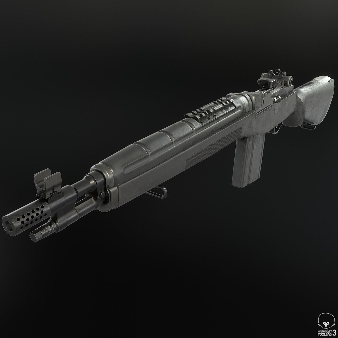 M1A Rifle 3D Model – Low Poly Game Ready Asset, FBX, PBR Textures - View 4