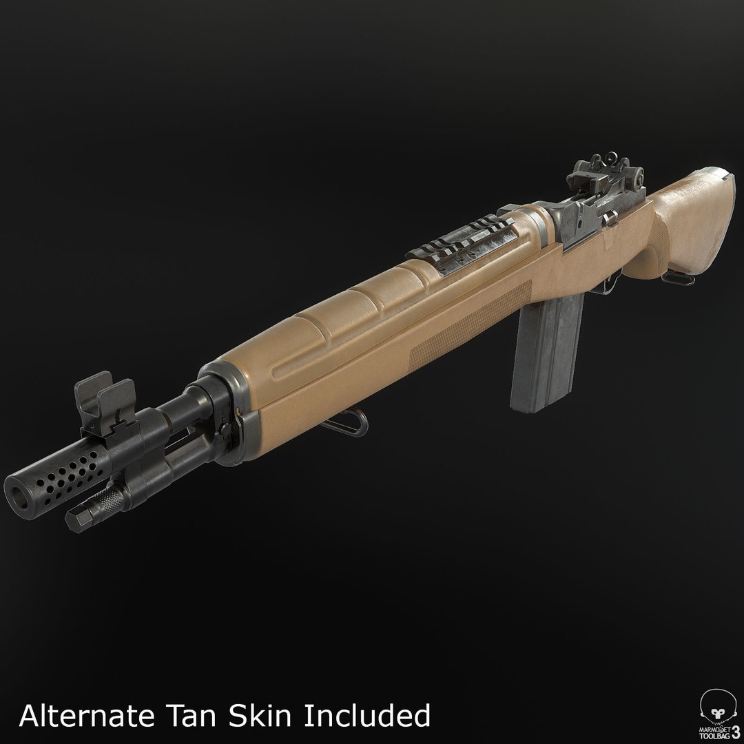M1A Rifle 3D Model – Low Poly Game Ready Asset, FBX, PBR Textures - View 6