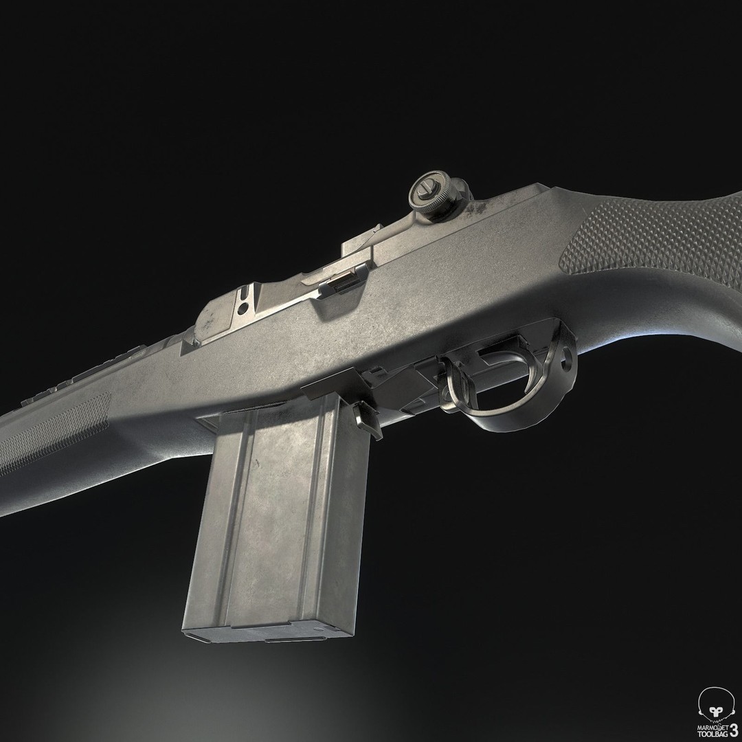 M1A Rifle 3D Model – Low Poly Game Ready Asset, FBX, PBR Textures - View 7