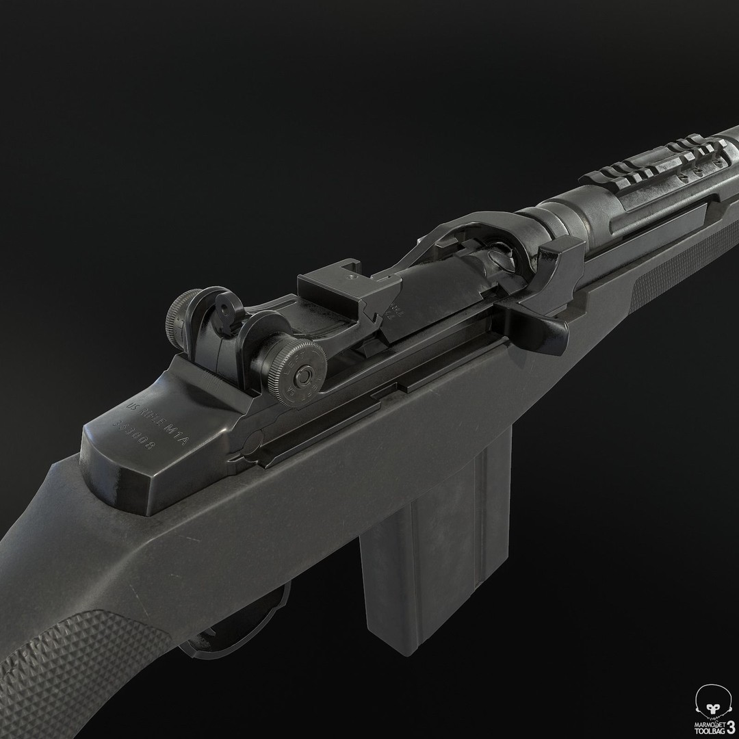M1A Rifle 3D Model – Low Poly Game Ready Asset, FBX, PBR Textures - View 8