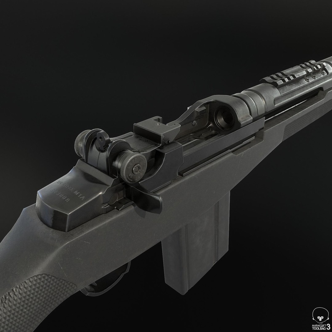 M1A Rifle 3D Model – Low Poly Game Ready Asset, FBX, PBR Textures - View 9