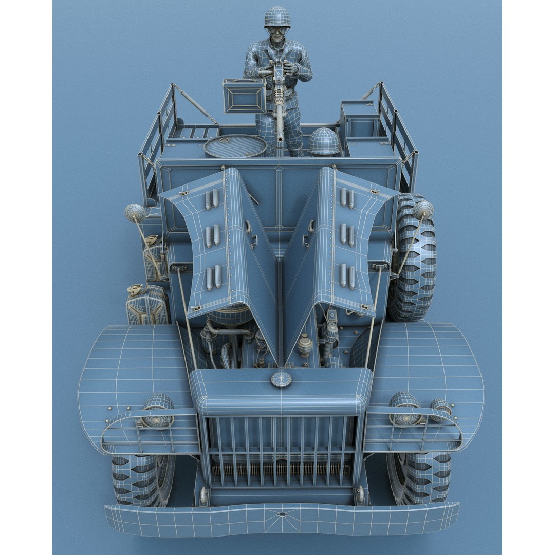 Dodge WC-51 3D Model – WW2 Military Pick-Up Truck, FBX, PBR