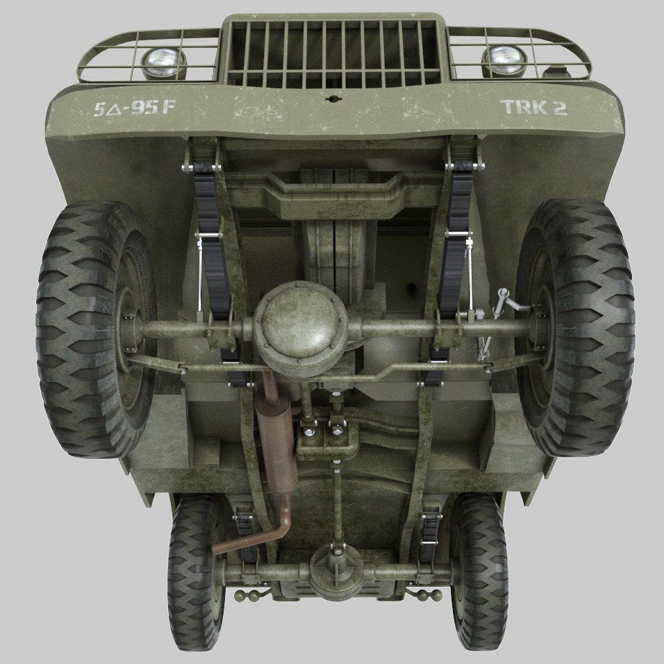 Dodge WC-51 3D Model – WW2 Military Pick-Up Truck, FBX, PBR - View 13
