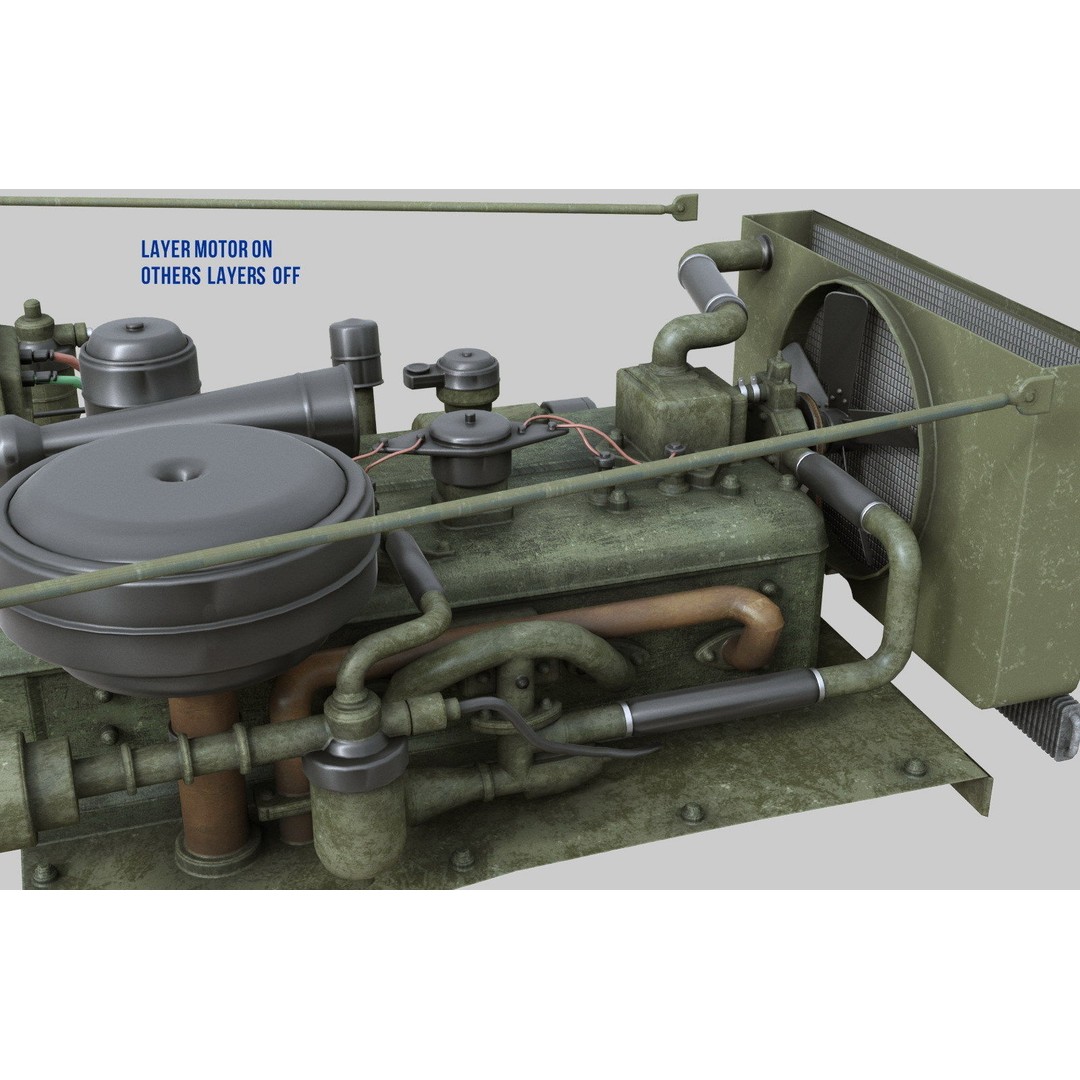 Dodge WC-51 3D Model – WW2 Military Pick-Up Truck, FBX, PBR - View 14