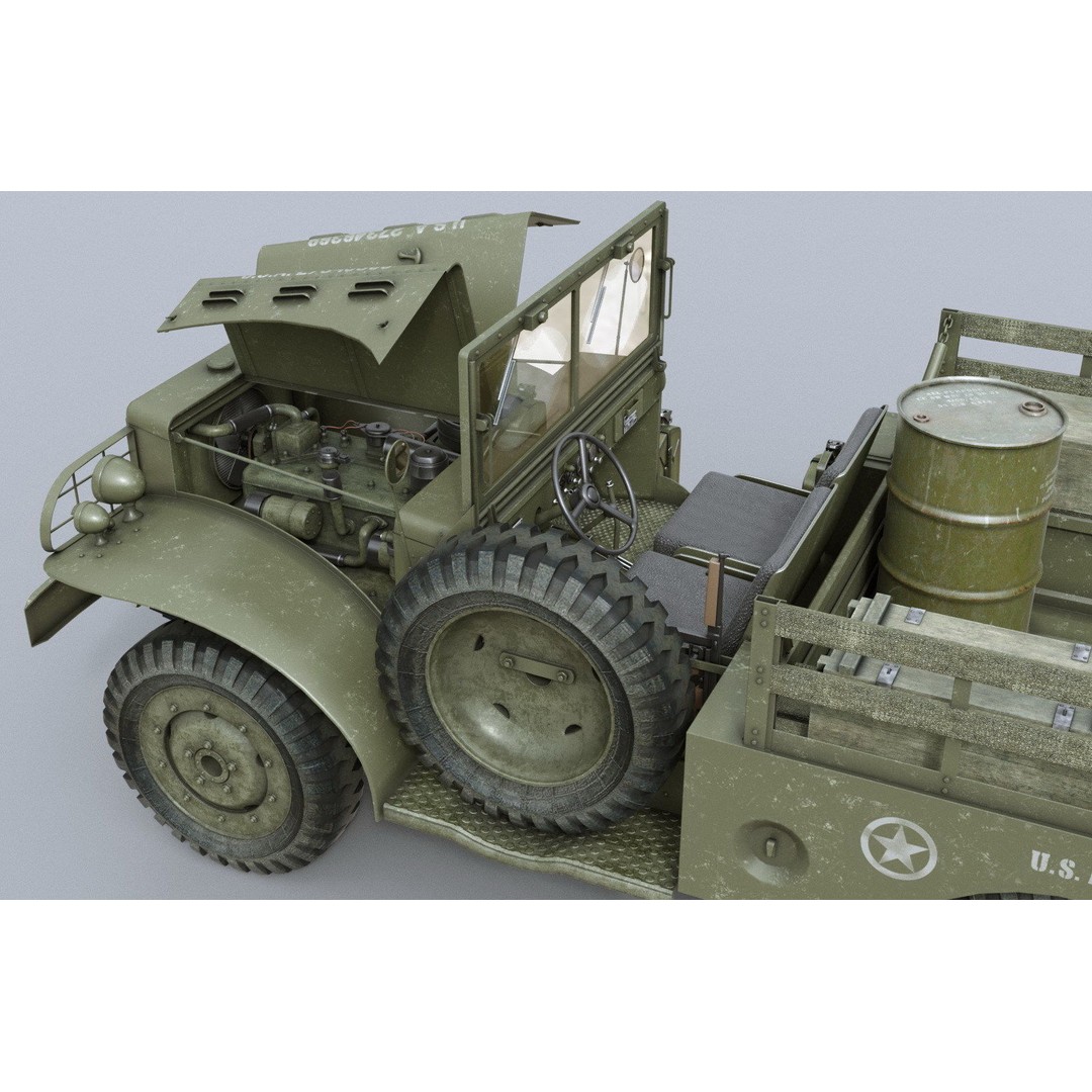 Dodge WC-51 3D Model – WW2 Military Pick-Up Truck, FBX, PBR - View 16