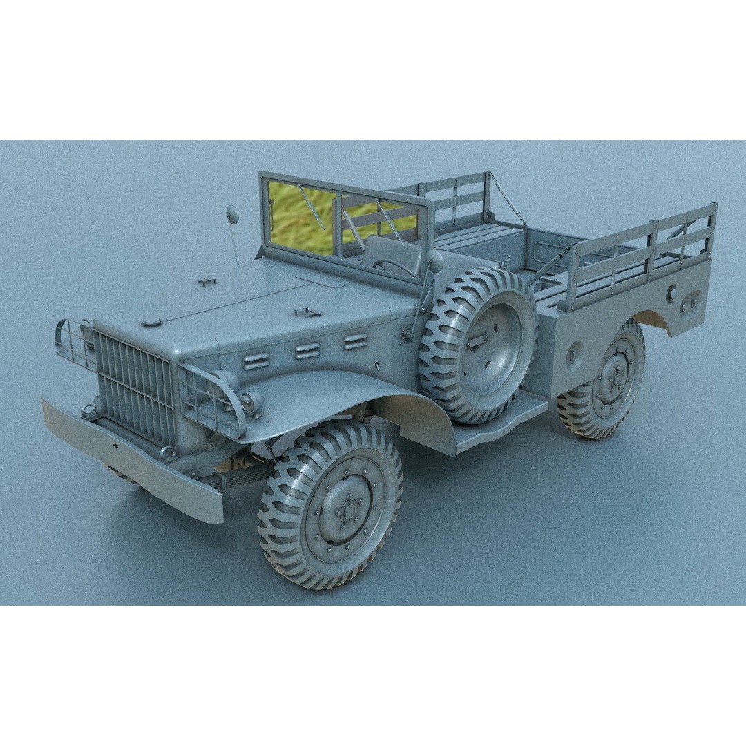 Dodge WC-51 3D Model – WW2 Military Pick-Up Truck, FBX, PBR - View 20