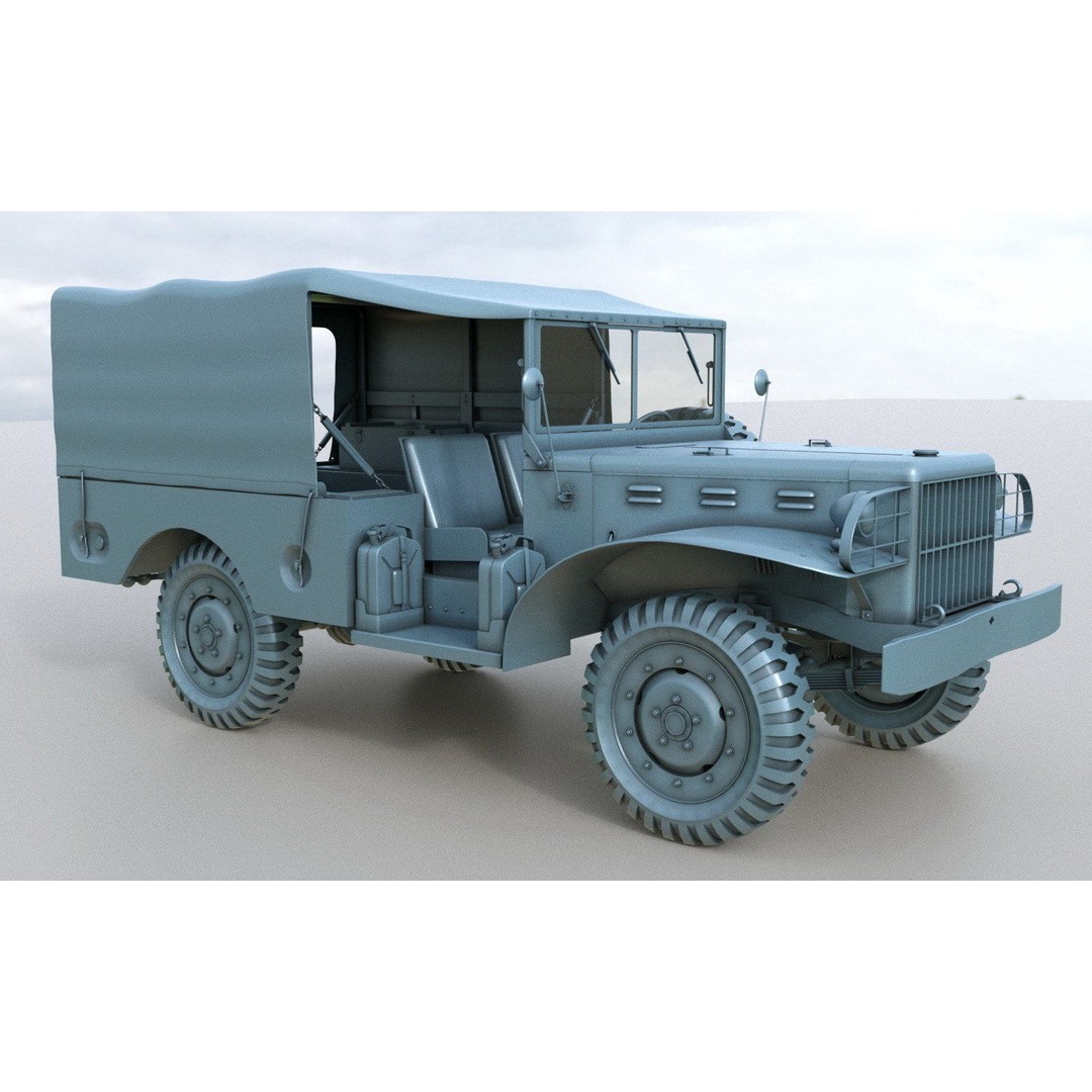 Dodge WC-51 3D Model – WW2 Military Pick-Up Truck, FBX, PBR - View 21