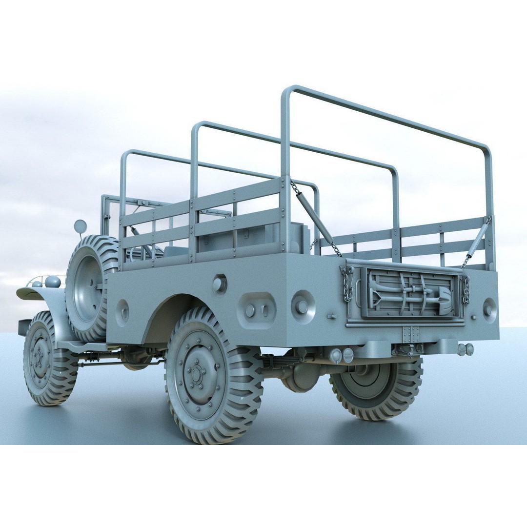 Dodge WC-51 3D Model – WW2 Military Pick-Up Truck, FBX, PBR - View 22