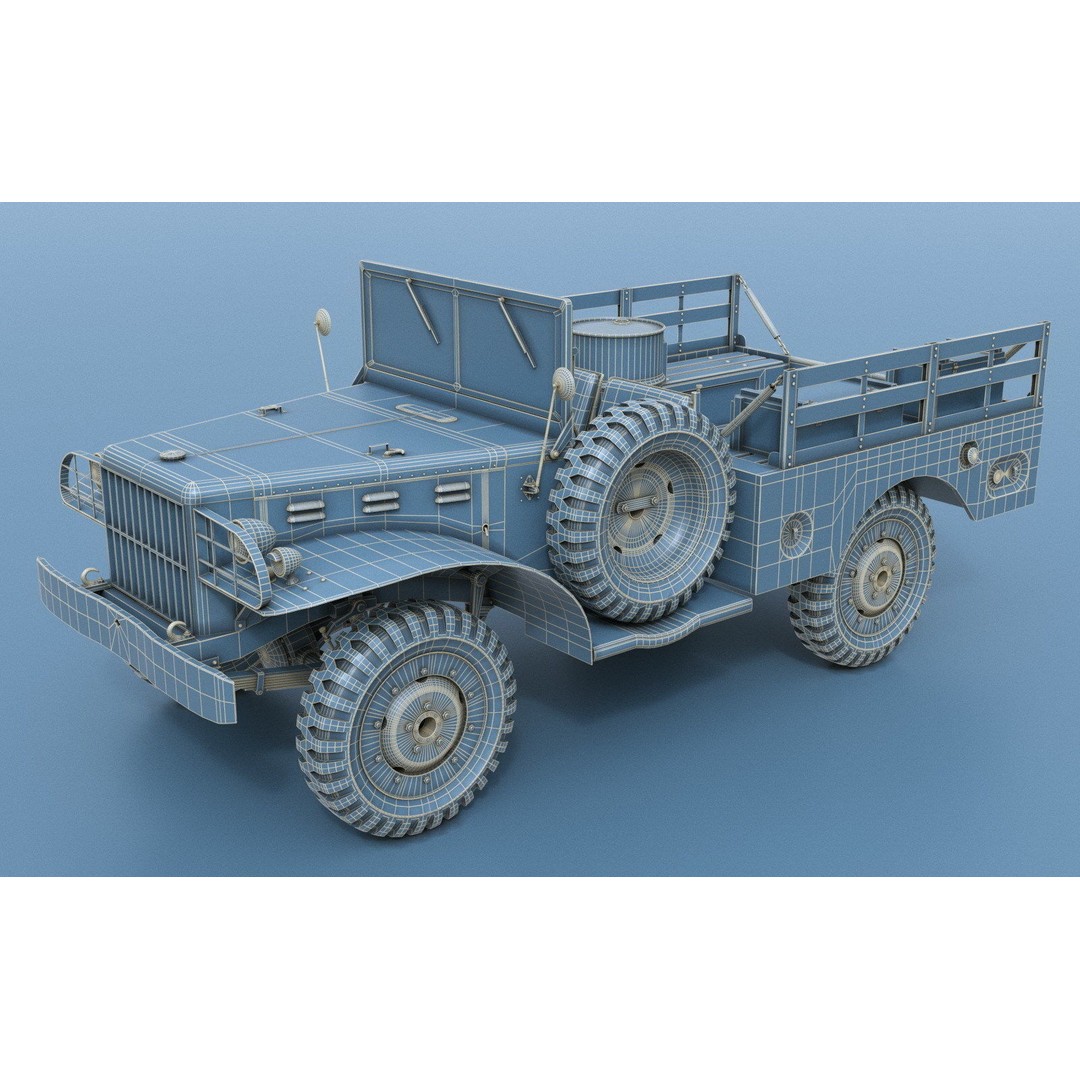 Dodge WC-51 3D Model – WW2 Military Pick-Up Truck, FBX, PBR - View 24