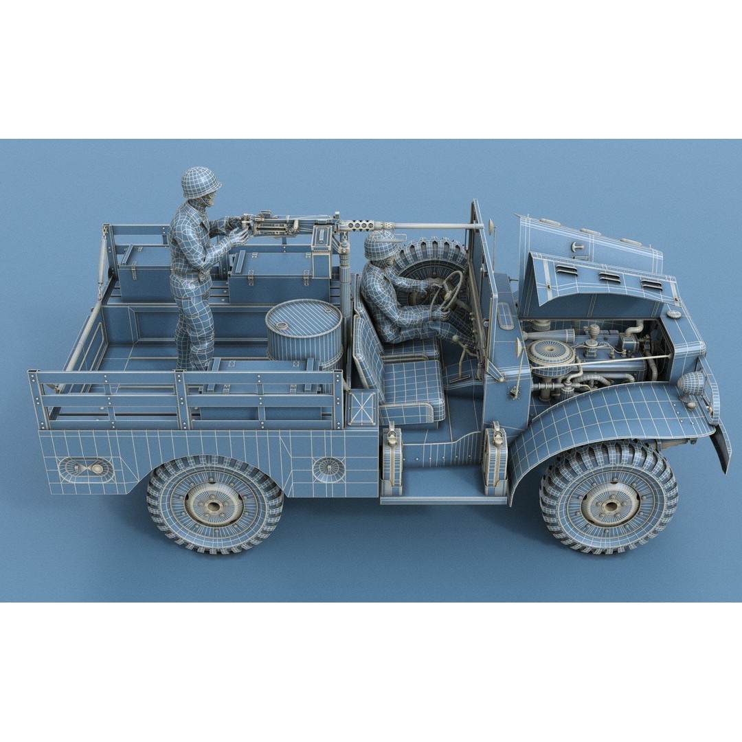 Dodge WC-51 3D Model – WW2 Military Pick-Up Truck, FBX, PBR - View 25