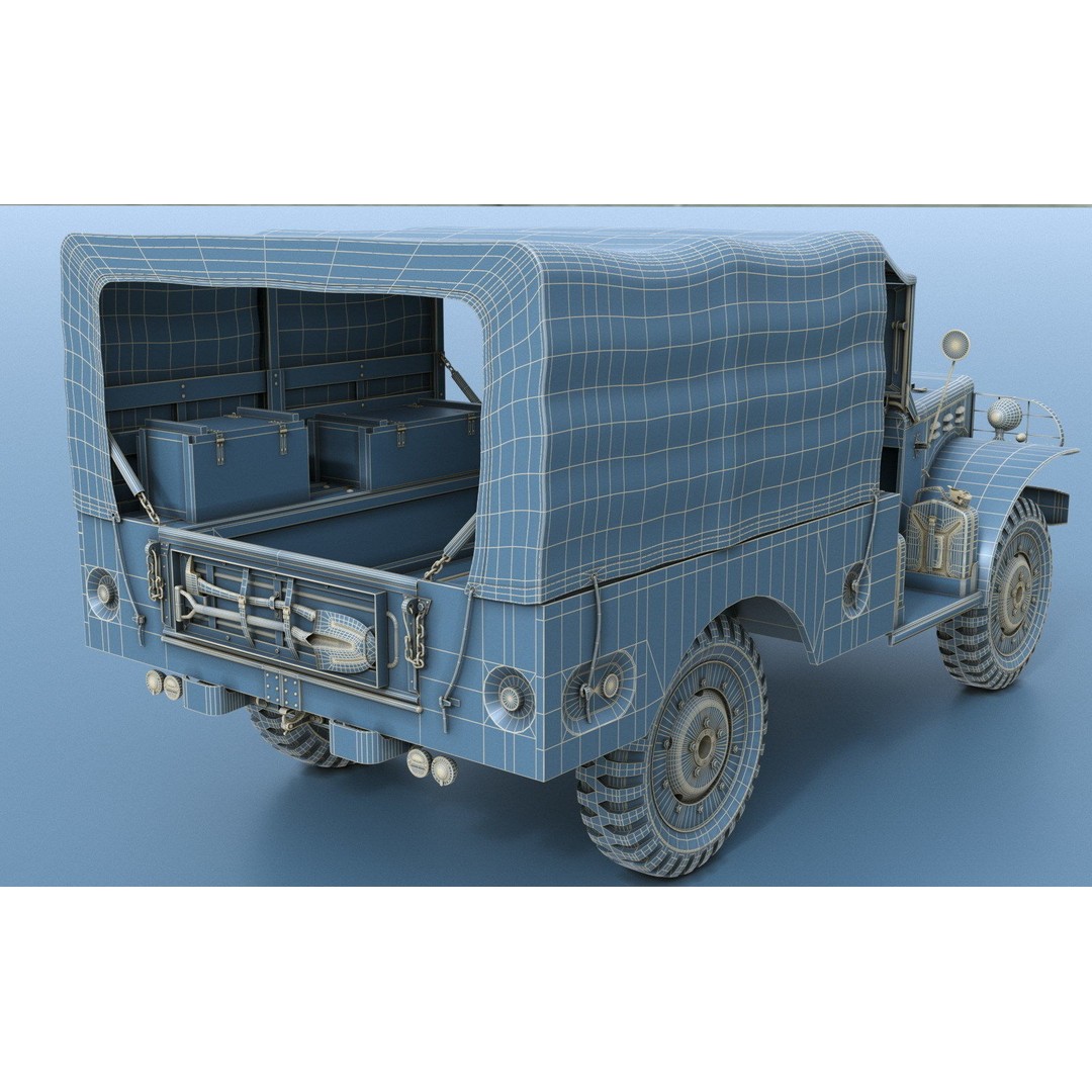 Dodge WC-51 3D Model – WW2 Military Pick-Up Truck, FBX, PBR - View 26