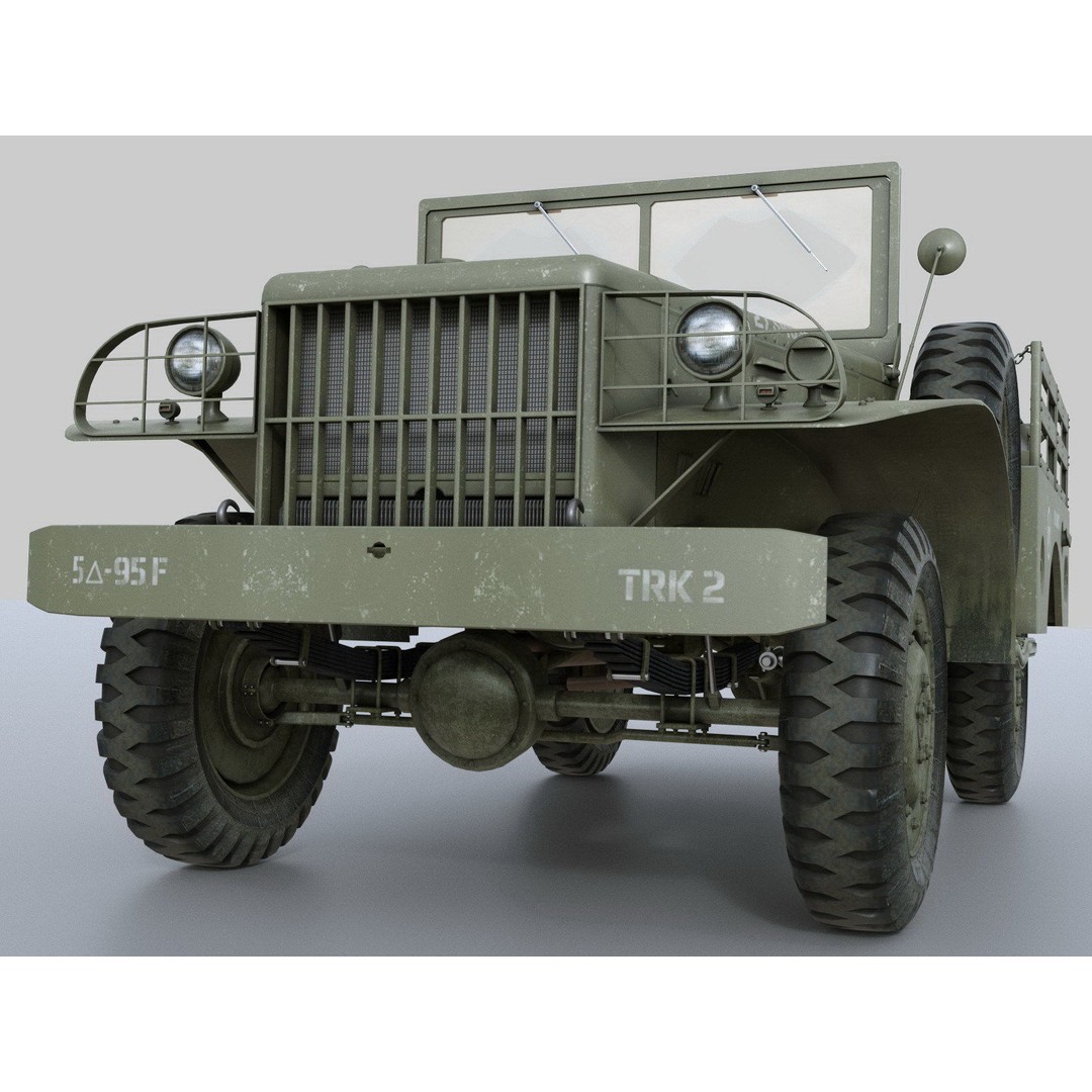 Dodge WC-51 3D Model – WW2 Military Pick-Up Truck, FBX, PBR - View 7