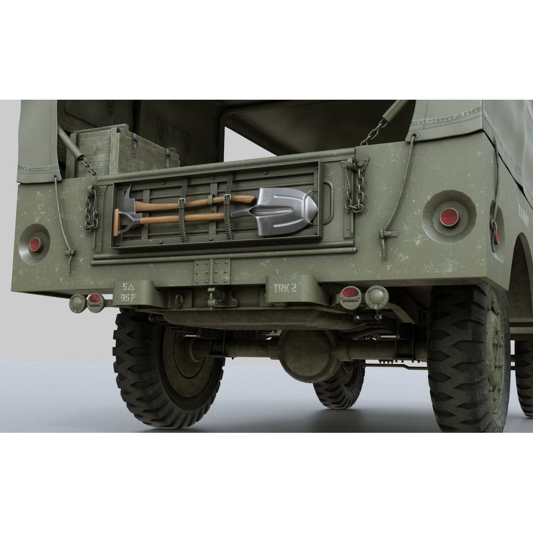 Dodge WC-51 3D Model – WW2 Military Pick-Up Truck, FBX, PBR - View 9