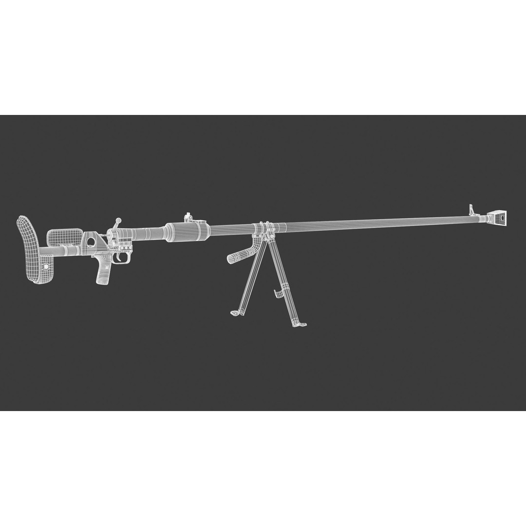 PTRD-41 3D Model – High Poly Anti-Tank Rifle, FBX, Game Asset - View 17