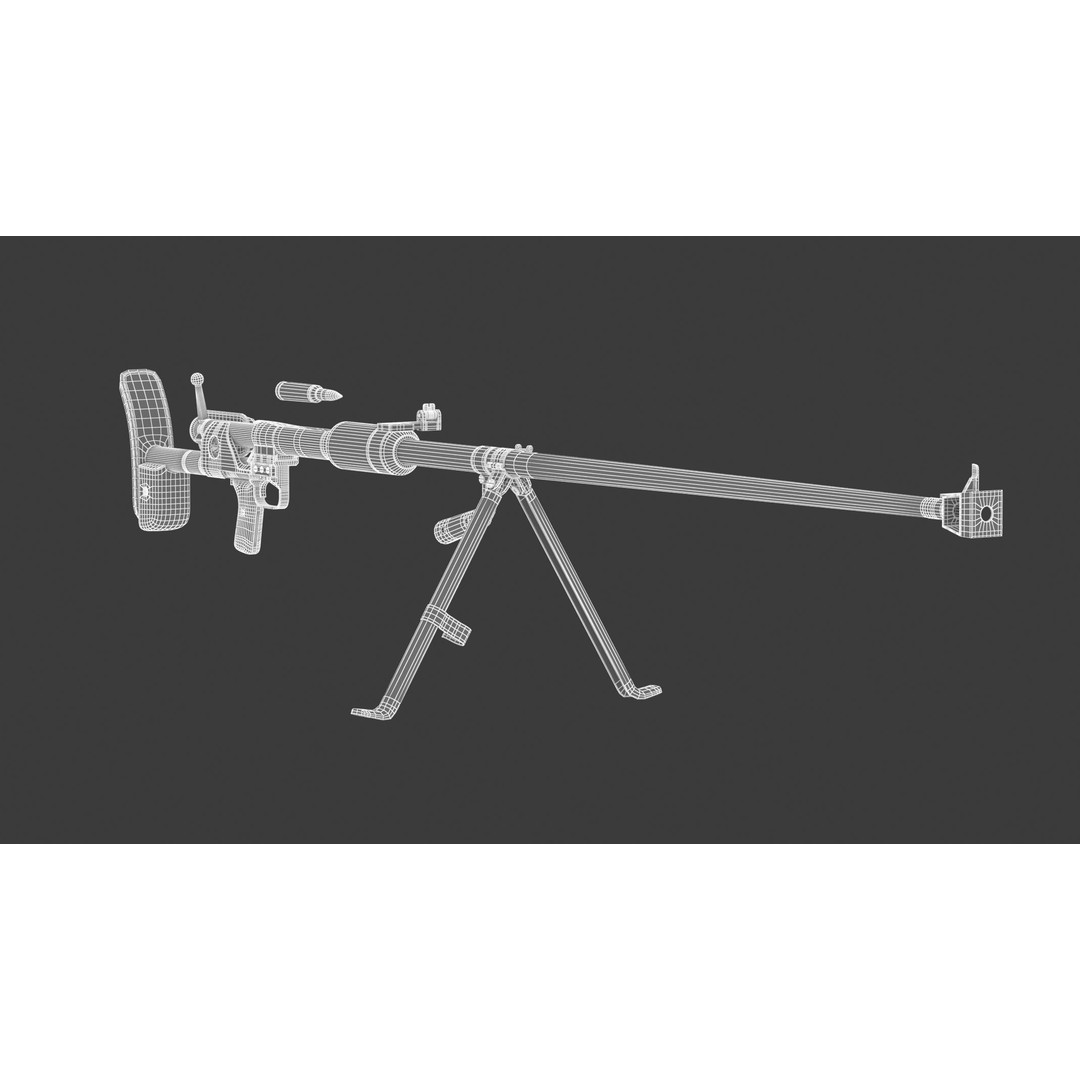 PTRD-41 3D Model – High Poly Anti-Tank Rifle, FBX, Game Asset - View 21