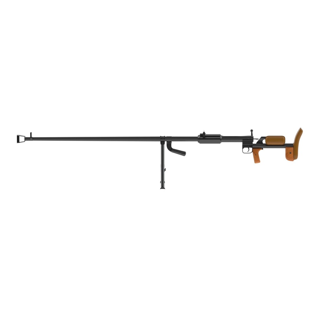 PTRD-41 3D Model – High Poly Anti-Tank Rifle, FBX, Game Asset - View 4