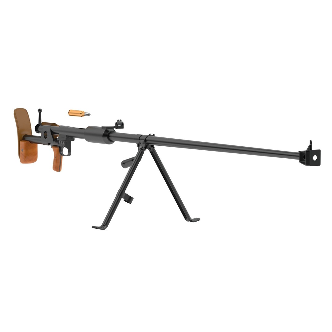 PTRD-41 3D Model – High Poly Anti-Tank Rifle, FBX, Game Asset - View 6