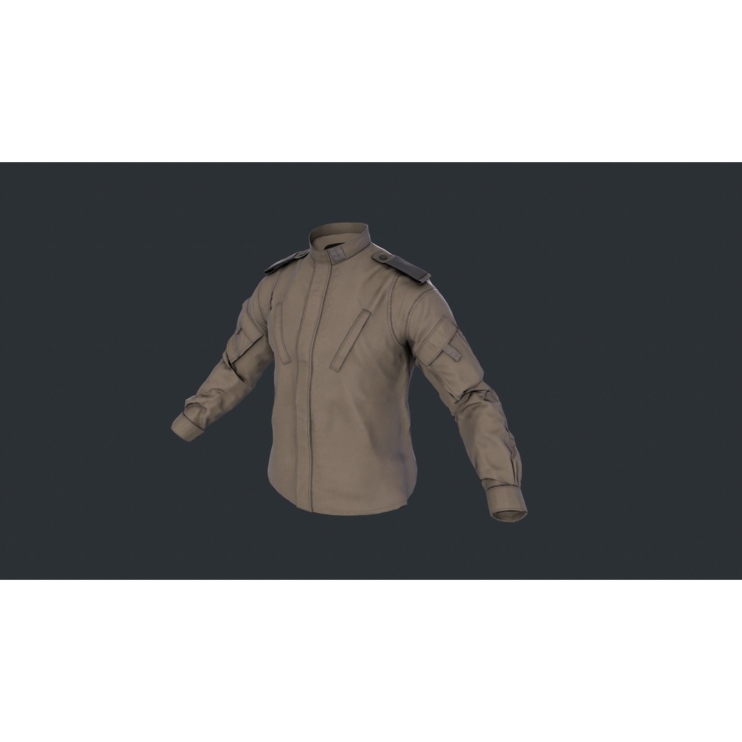 Tactical Jacket 3D Model – Low Poly Game Asset, Rigged, FBX - View 3