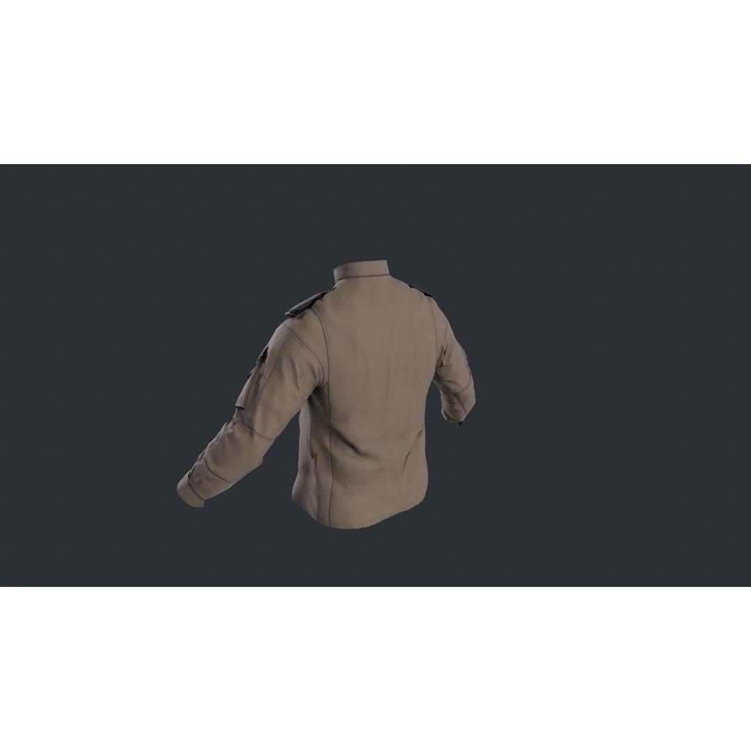 Tactical Jacket 3D Model – Low Poly Game Asset, Rigged, FBX - View 7