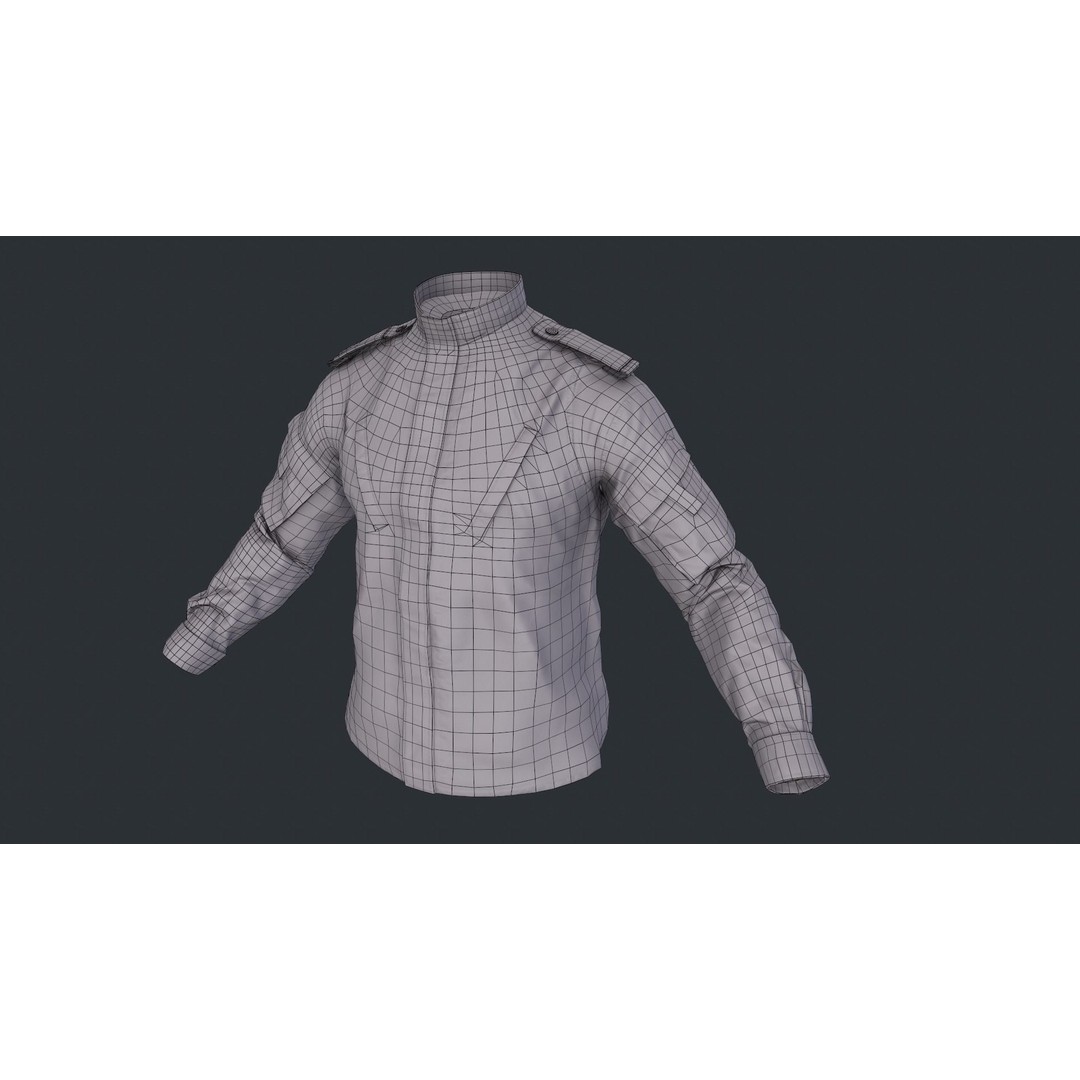 Tactical Jacket 3D Model – Low Poly Game Asset, Rigged, FBX - View 9