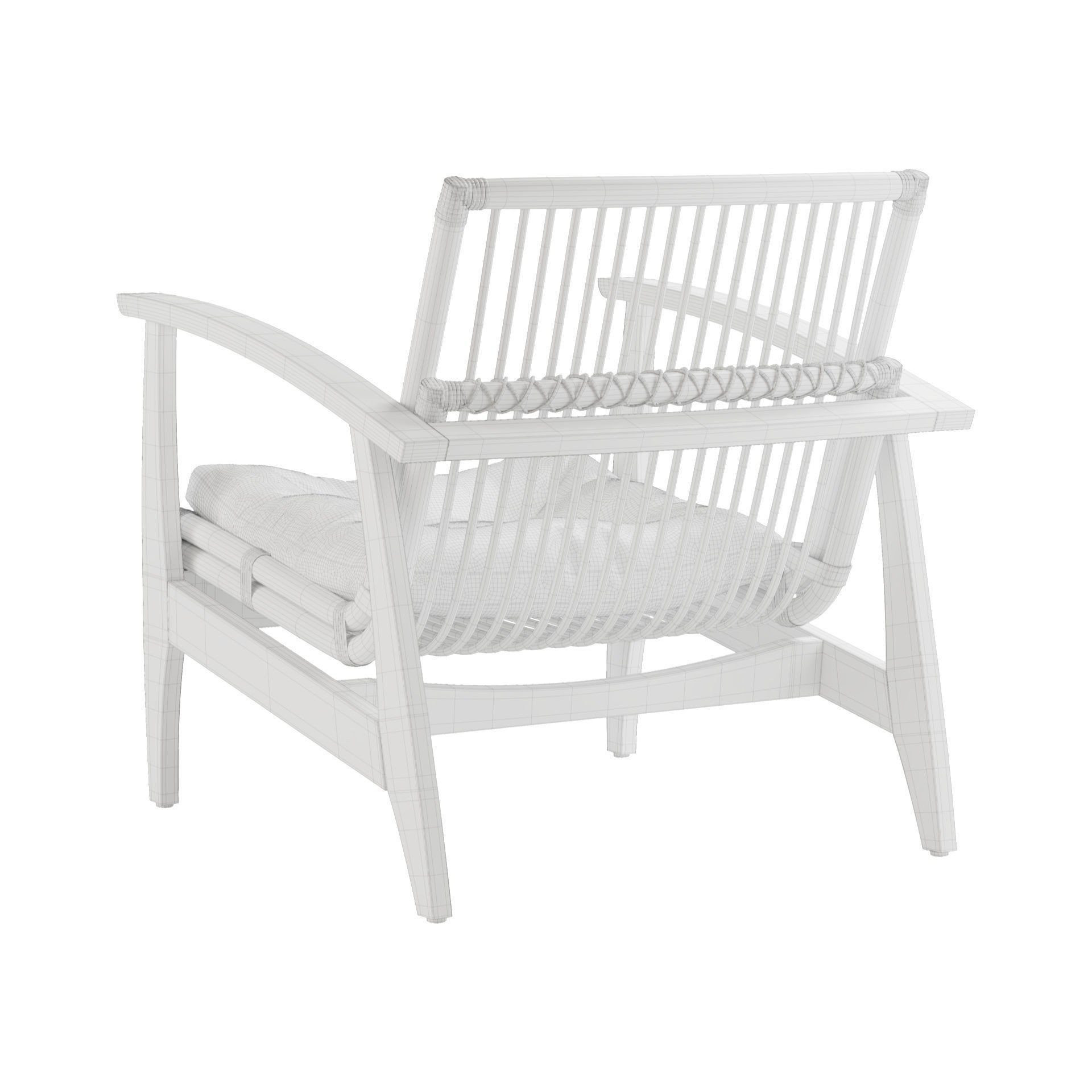 Rattan Lounge Chair - Game-Ready 3D Model - View 11