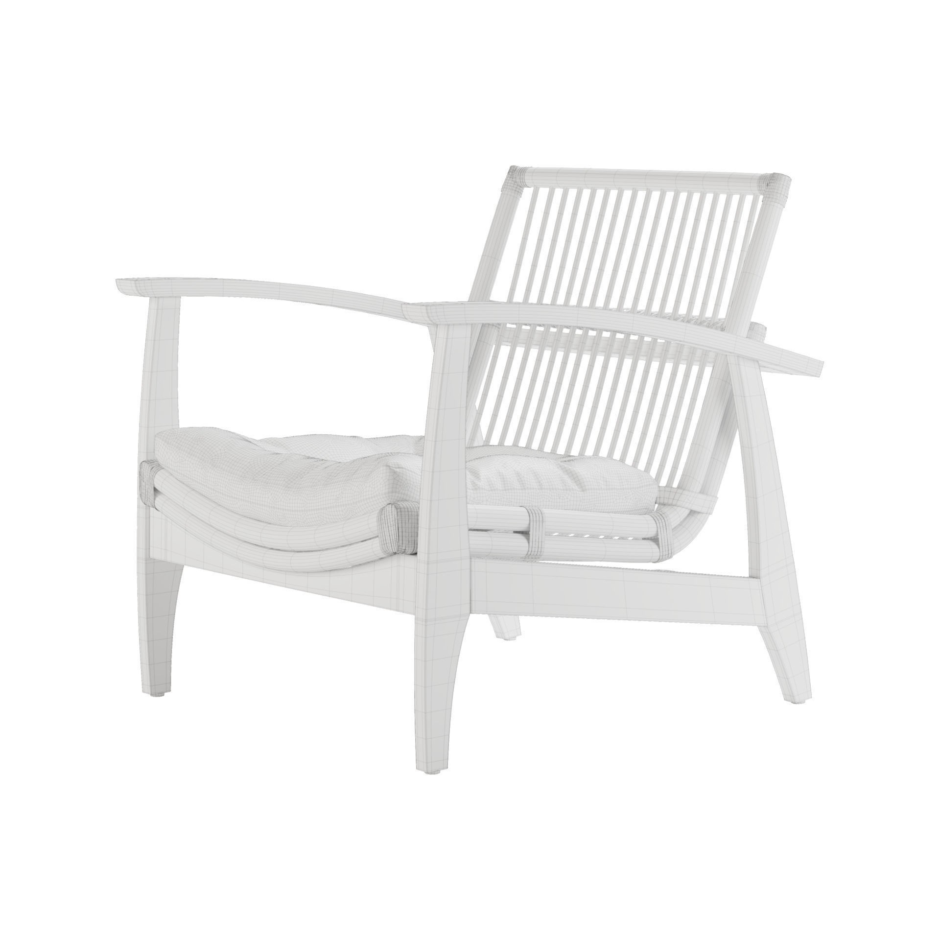 Rattan Lounge Chair - Game-Ready 3D Model - View 13