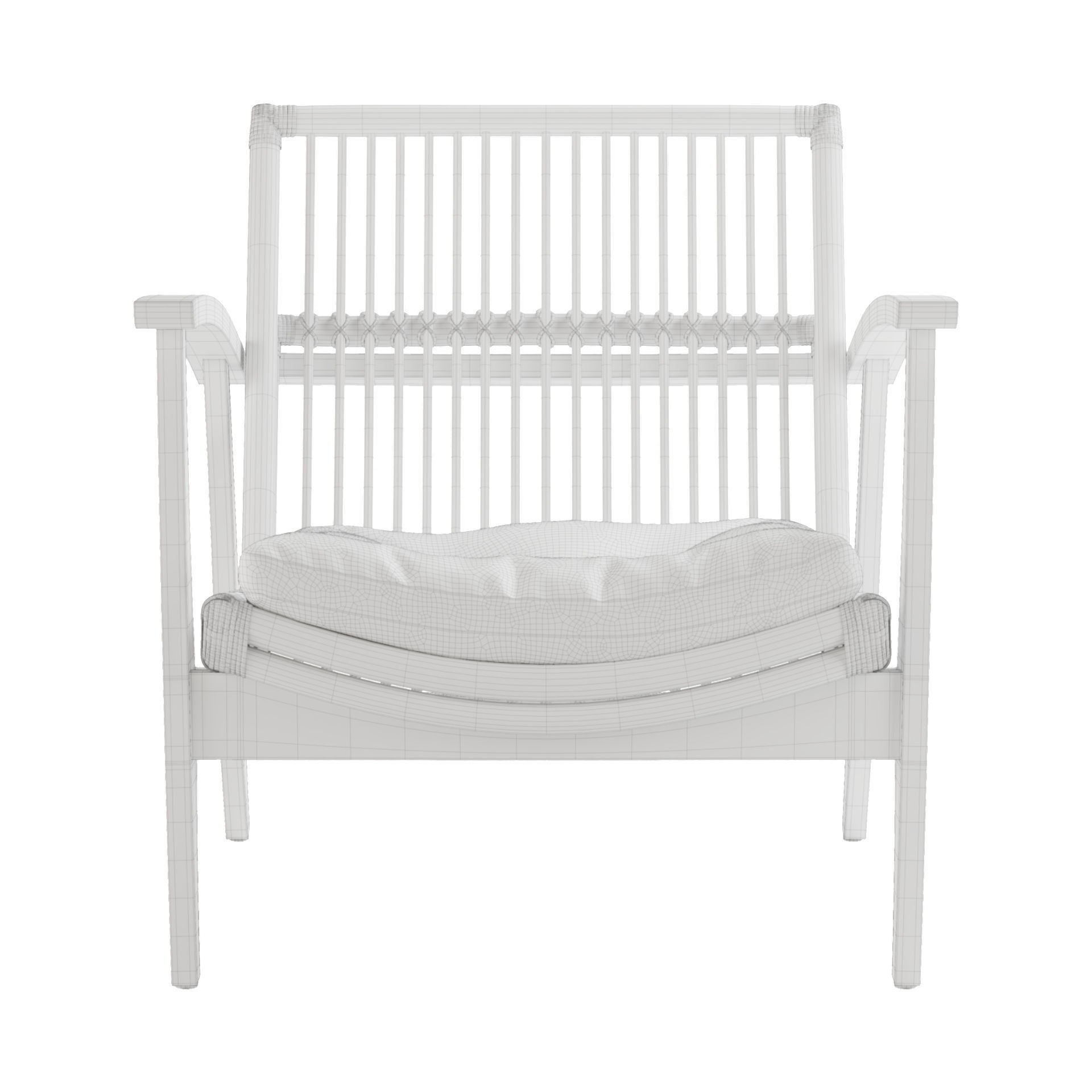 Rattan Lounge Chair - Game-Ready 3D Model - View 15