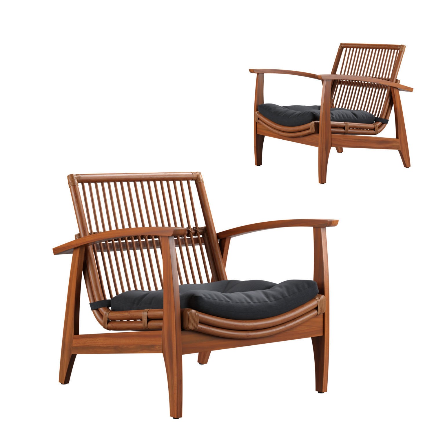 Rattan Lounge Chair - Game-Ready 3D Model - View 17