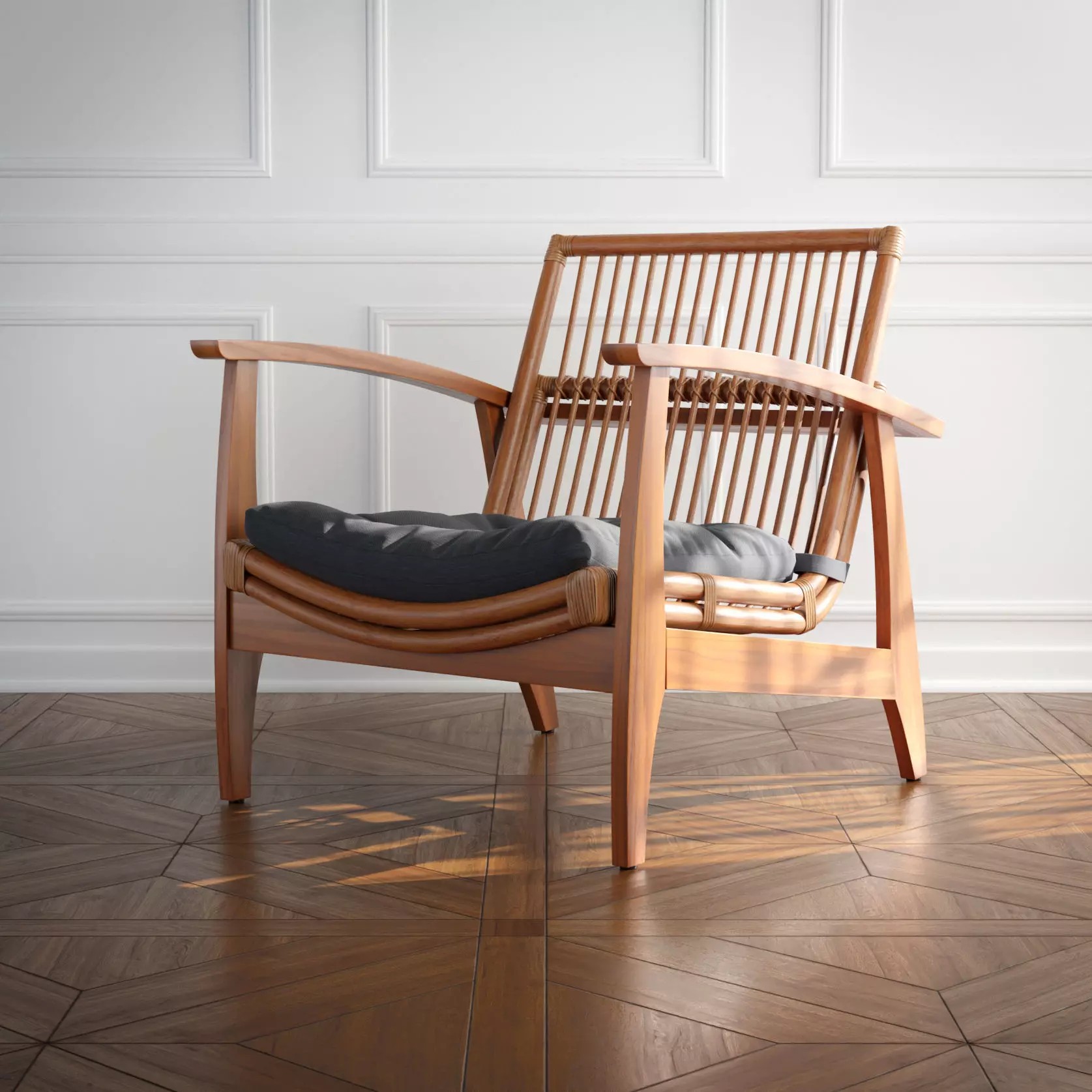 Rattan Lounge Chair - Game-Ready 3D Model - View 2