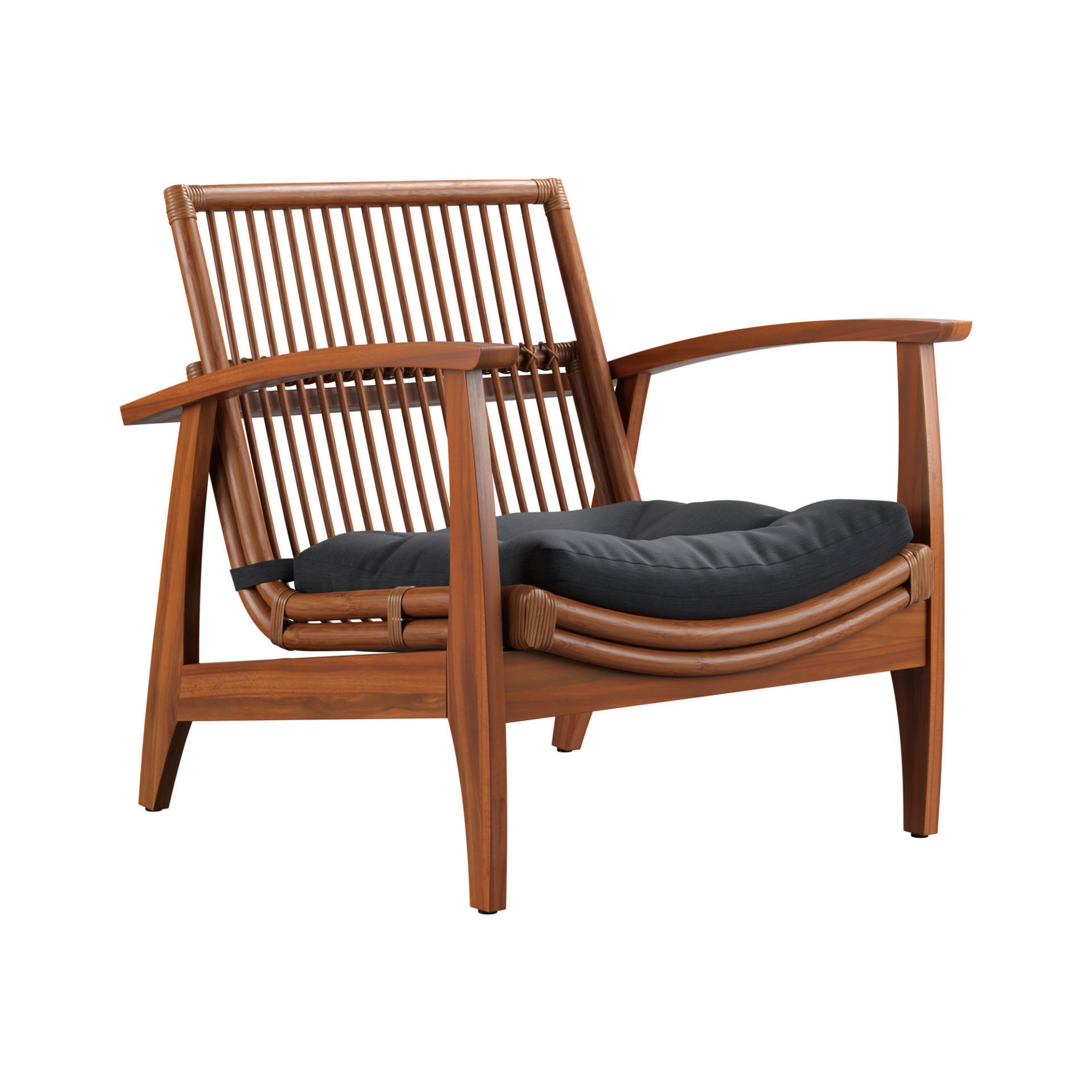 Rattan Lounge Chair - Game-Ready 3D Model - View 4