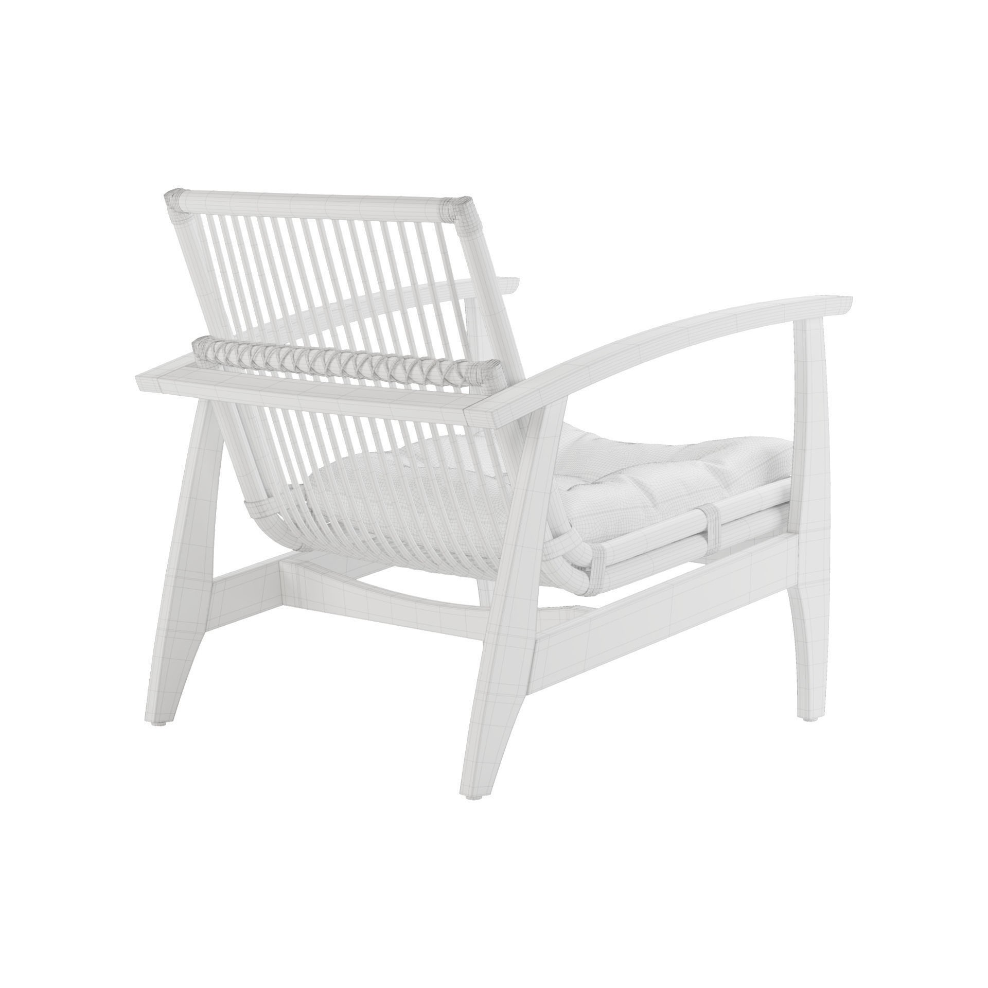 Rattan Lounge Chair - Game-Ready 3D Model - View 7