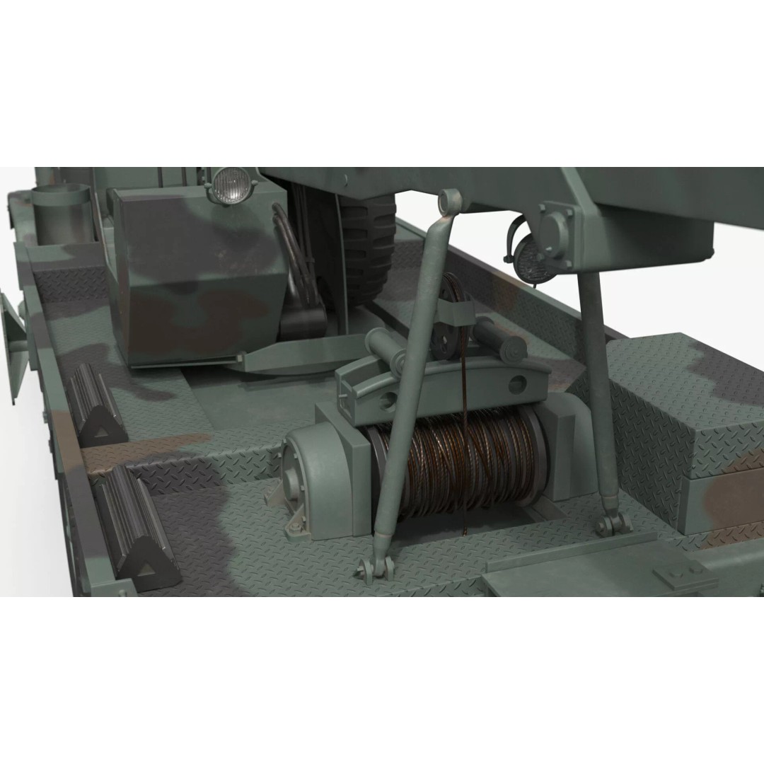 M62 Wrecker Recovery Crane 3D Model – Military Vehicle with Towed Jeep M38 - View 10