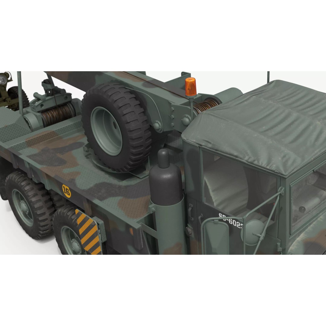 M62 Wrecker Recovery Crane 3D Model – Military Vehicle with Towed Jeep M38 - View 11