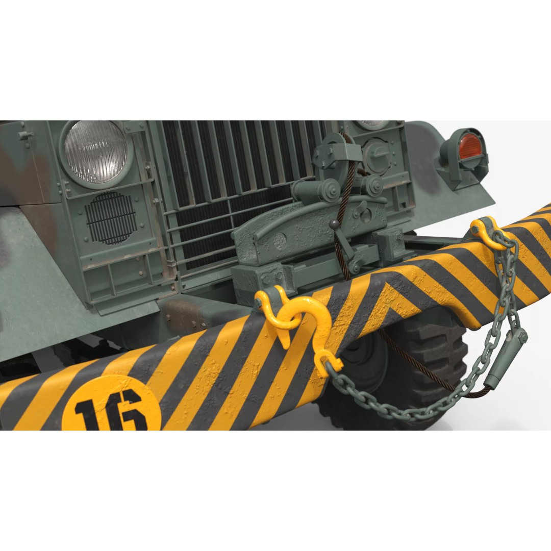 M62 Wrecker Recovery Crane 3D Model – Military Vehicle with Towed Jeep M38 - View 12