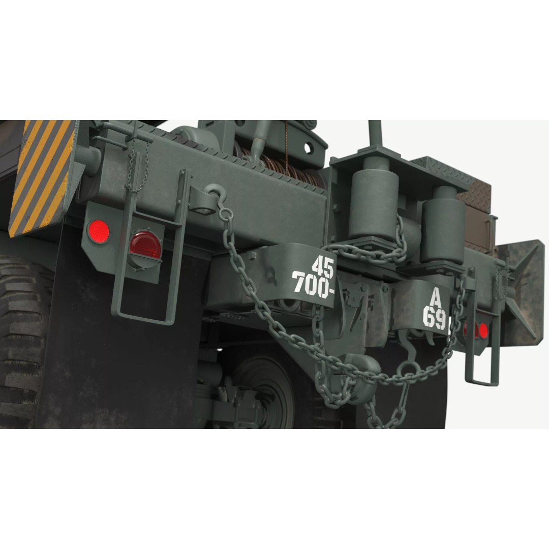M62 Wrecker Recovery Crane 3D Model – Military Vehicle with Towed Jeep M38 - View 13