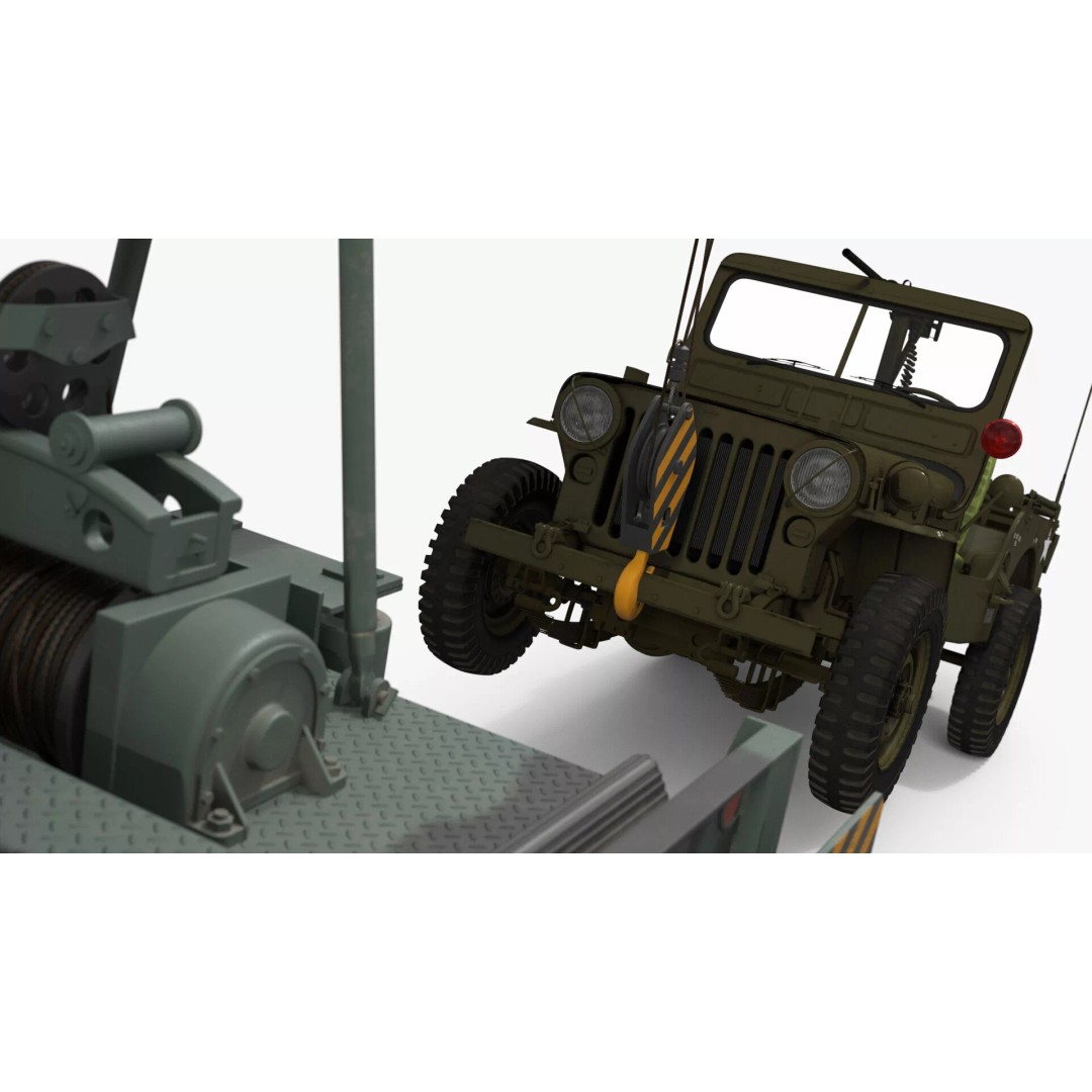 M62 Wrecker Recovery Crane 3D Model – Military Vehicle with Towed Jeep M38 - View 15