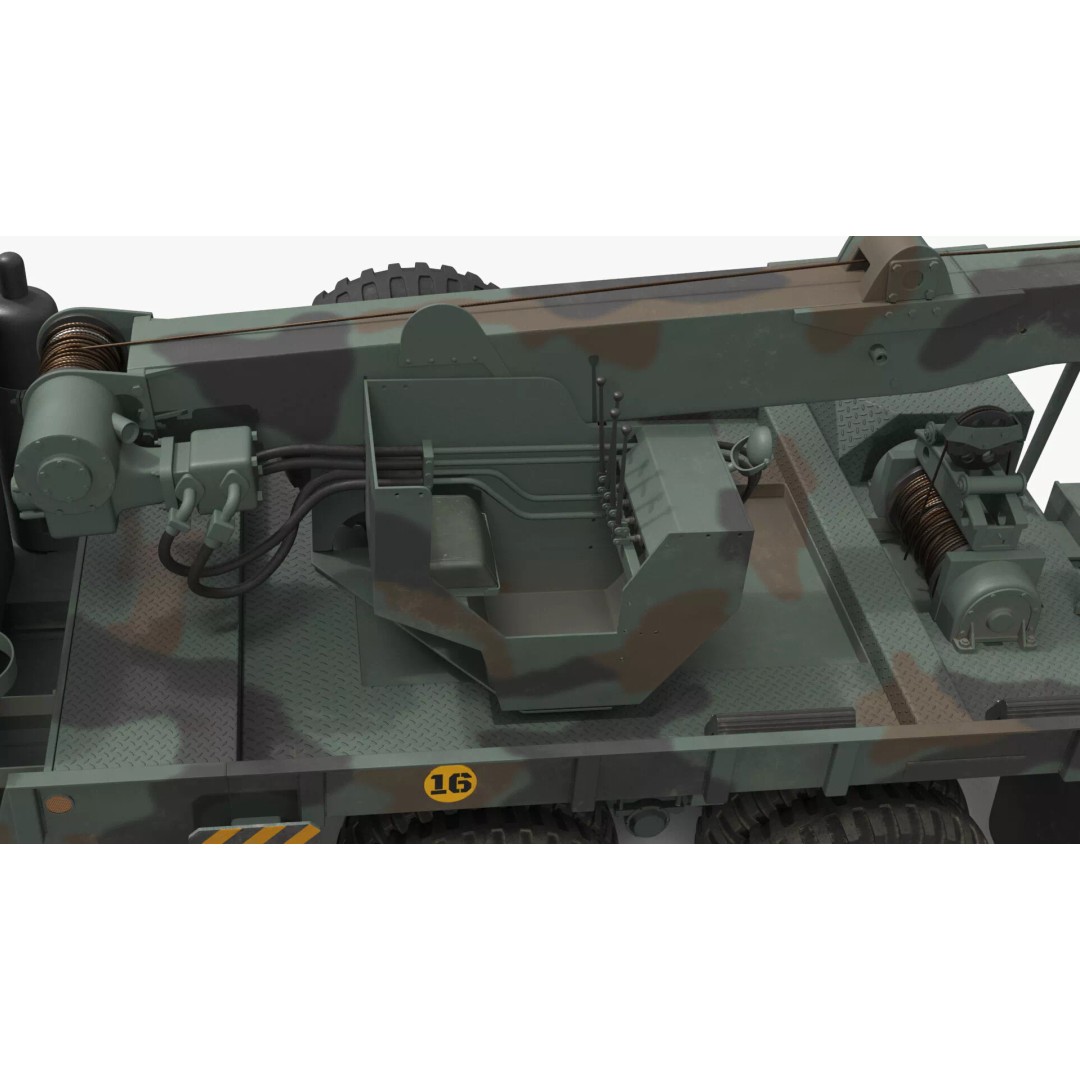 M62 Wrecker Recovery Crane 3D Model – Military Vehicle with Towed Jeep M38 - View 16