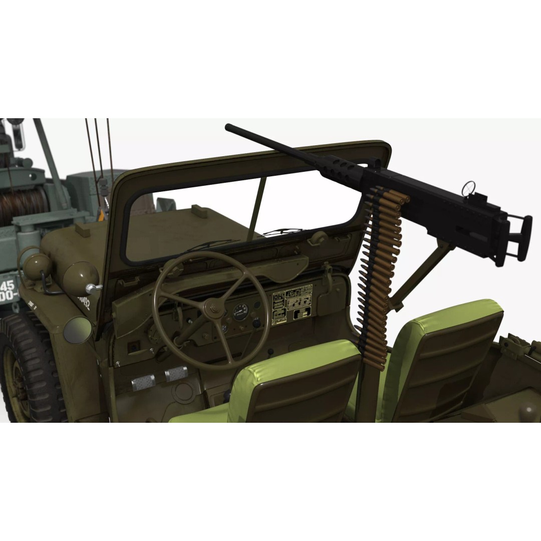M62 Wrecker Recovery Crane 3D Model – Military Vehicle with Towed Jeep M38 - View 18