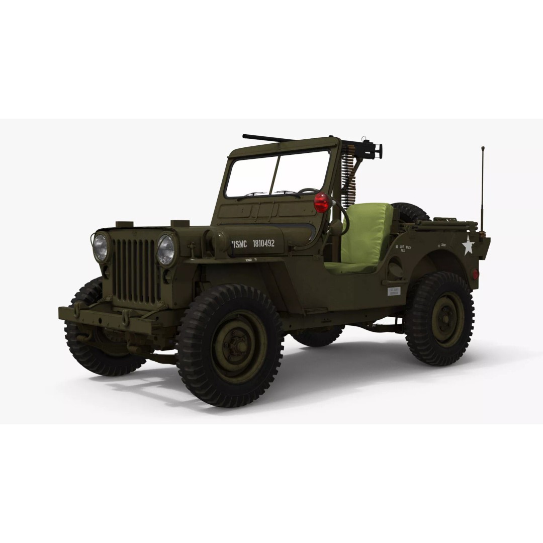 M62 Wrecker Recovery Crane 3D Model – Military Vehicle with Towed Jeep M38 - View 19