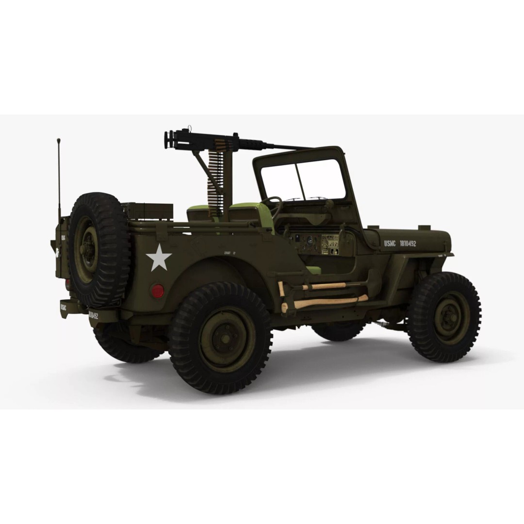 M62 Wrecker Recovery Crane 3D Model – Military Vehicle with Towed Jeep M38 - View 20