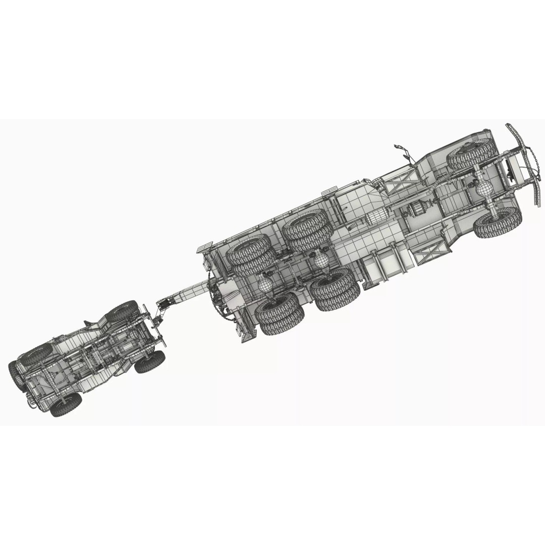 M62 Wrecker Recovery Crane 3D Model – Military Vehicle with Towed Jeep M38 - View 24
