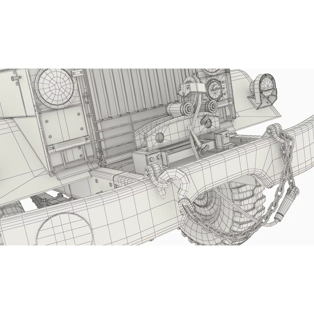 M62 Wrecker Recovery Crane 3D Model – Military Vehicle with Towed Jeep M38 - View 26