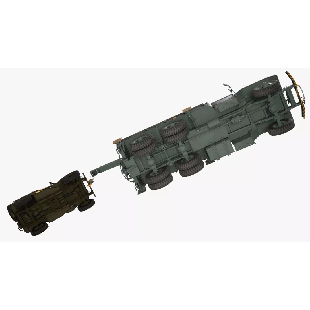M62 Wrecker Recovery Crane 3D Model – Military Vehicle with Towed Jeep M38 - View 9