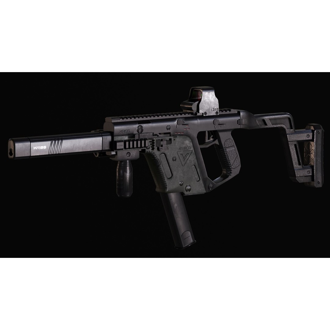 Kriss Vector 3D Model – Low Poly Game Ready Gun, FBX, OBJ, Blender