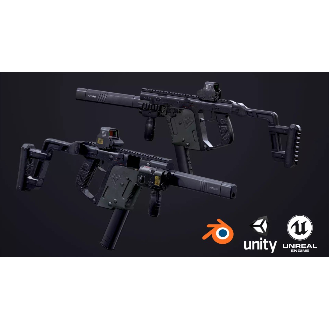 Kriss Vector 3D Model – Low Poly Game Ready Gun, FBX, OBJ, Blender - View 2