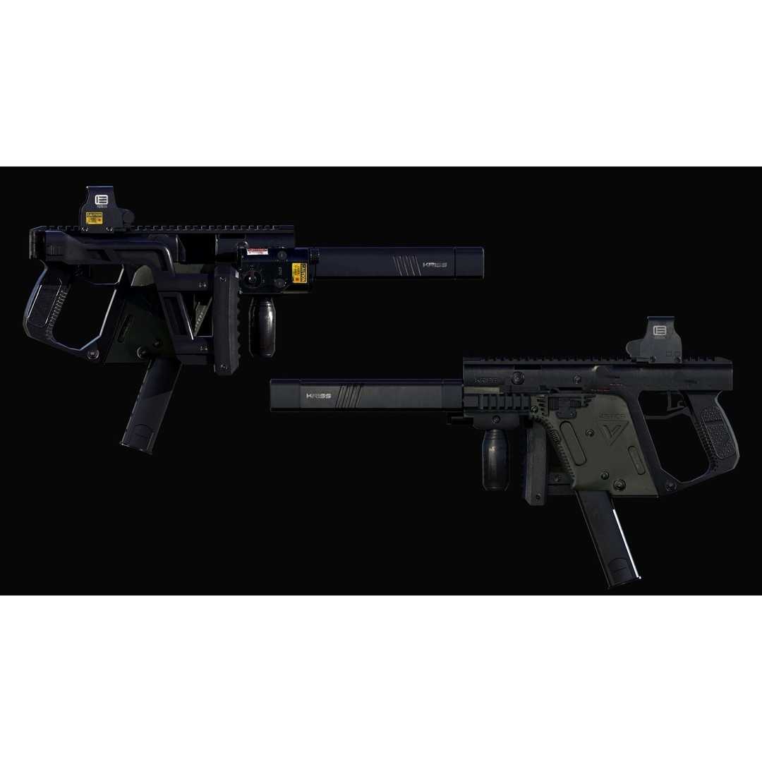 Kriss Vector 3D Model – Low Poly Game Ready Gun, FBX, OBJ, Blender - View 3
