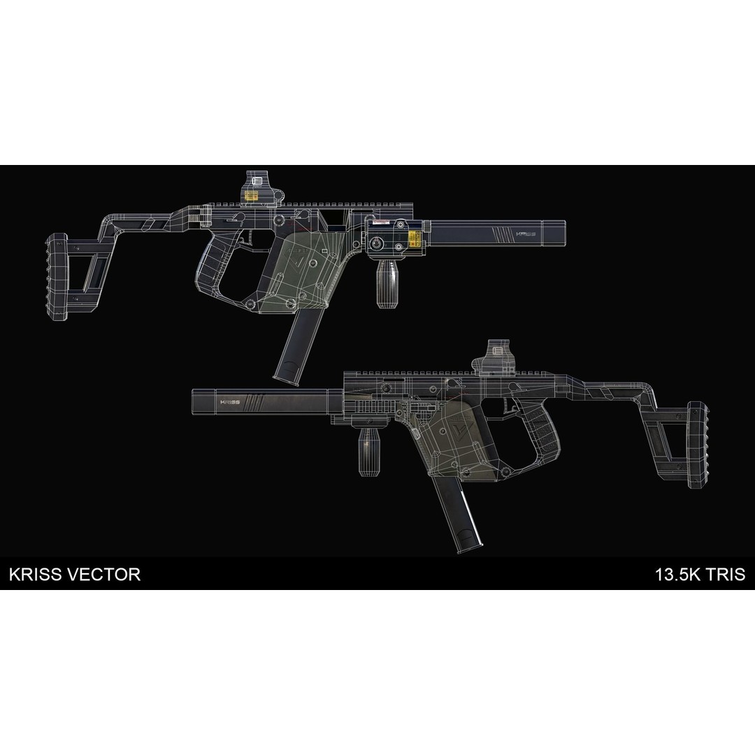 Kriss Vector 3D Model – Low Poly Game Ready Gun, FBX, OBJ, Blender - View 4