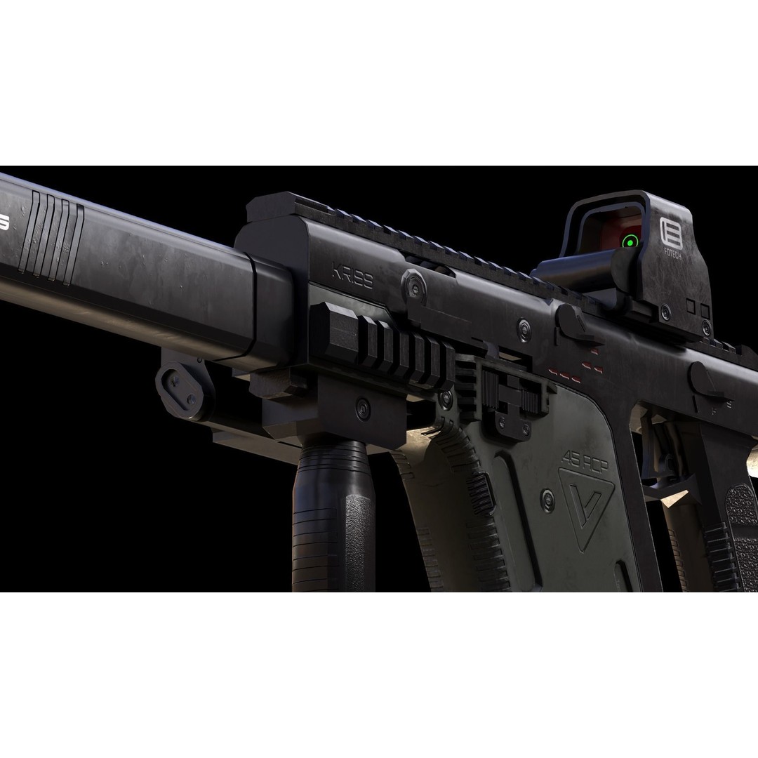 Kriss Vector 3D Model – Low Poly Game Ready Gun, FBX, OBJ, Blender - View 8