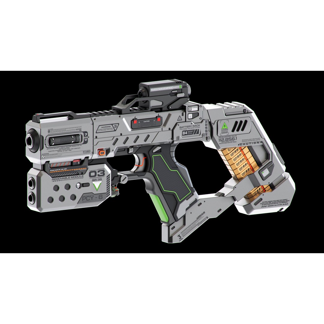 Sci-Fi Guns Set 3D Model – Futuristic Weapons Kitbash, FBX, OBJ